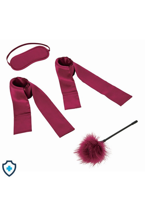 Bardzo delikatny zestaw do krępowania z piórkiem i opaską