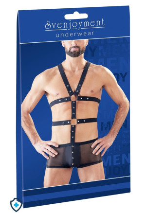 Męski harness połączony z szortami - wetlook