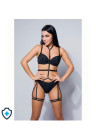 Seksowny harness, body z paseczków - choker i podwiązki
