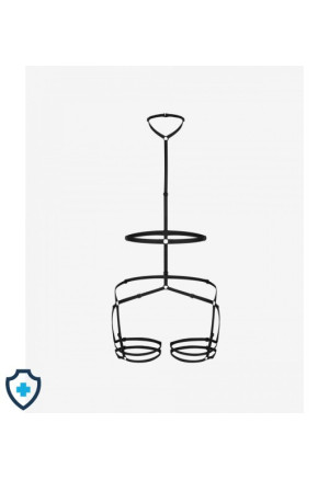 Seksowny harness, body z paseczków - choker i podwiązki