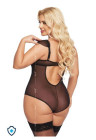Kuszące body z otwartymi miseczkami - plus size, czarne