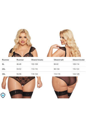 Kuszące body z otwartymi miseczkami - plus size, czarne
