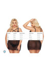Seksowna koszulka z pionowymi aplikacjami - plus size, czarna