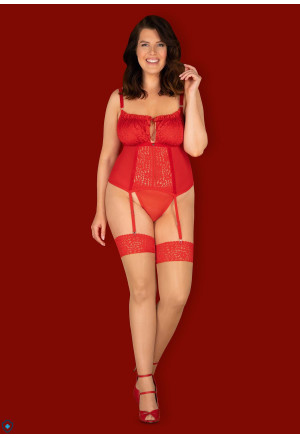 Czerwony gorset z koronką w rozmiarze plus size