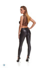 Czarne legginsy z elastycznego materiału (wetlook) z push-upem