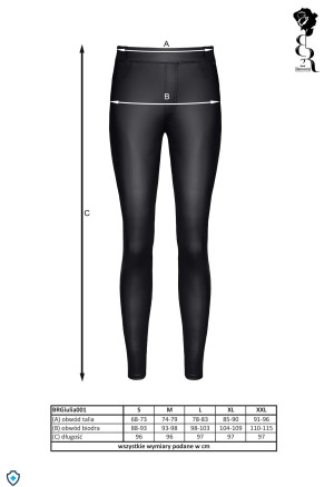 Czarne legginsy z elastycznego materiału (wetlook) z push-upem