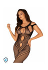 Zmysłowe bodystocking z przezroczystej siateczki z oryginalnymi wycięciami