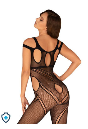 Zmysłowe bodystocking z przezroczystej siateczki z oryginalnymi wycięciami