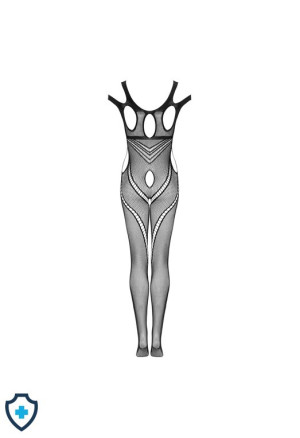 Zmysłowe bodystocking z przezroczystej siateczki z oryginalnymi wycięciami