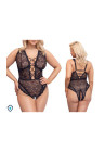 Powabne, koronkowe body z odkrytym kroczem - Plus Size