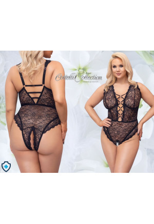 Powabne, koronkowe body z odkrytym kroczem - Plus Size