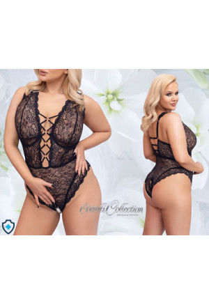 Powabne, koronkowe body z odkrytym kroczem - Plus Size