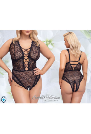 Powabne, koronkowe body z odkrytym kroczem - Plus Size