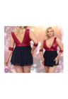 Ponętna, krótka sukienka z czerwoną górą i kajdankami na łańcuszkach- Plus Size