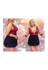 Ponętna, krótka sukienka z czerwoną górą i kajdankami na łańcuszkach- Plus Size