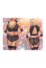 Zniewalający komplet koronkowej bielizny z odsłoniętym krokiem - Plus Size