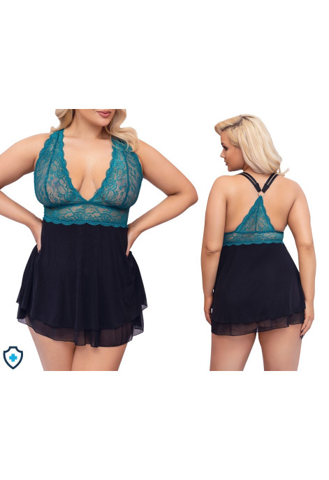 Zmysłowa, zwiewna koszulka z turkusową górą - Plus Size Zmysłowa, zwiewna koszulka z turkusową górą - Plus Size