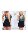 Zmysłowa, zwiewna koszulka z turkusową górą - Plus Size