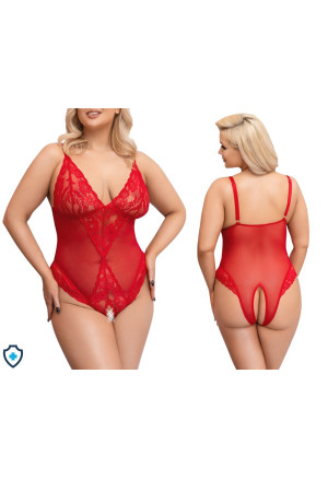 Ogniste, uwodzicielskie body z czerwonej koronki - Plus Size