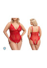 Ogniste, uwodzicielskie body z czerwonej koronki - Plus Size