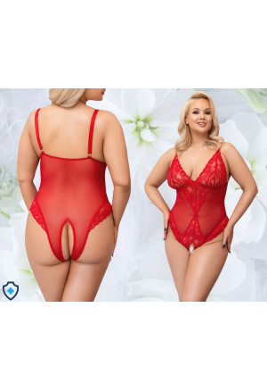 Ogniste, uwodzicielskie body z czerwonej koronki - Plus Size