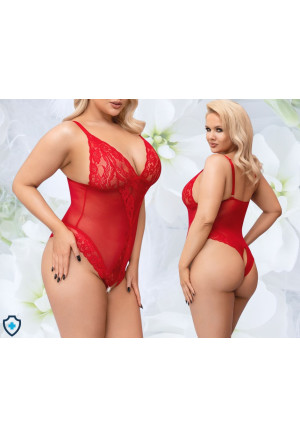 Ogniste, uwodzicielskie body z czerwonej koronki - Plus Size
