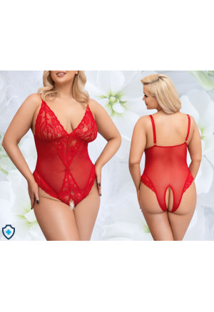 Ogniste, uwodzicielskie body z czerwonej koronki - Plus Size
