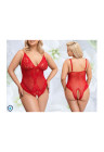 Ogniste, uwodzicielskie body z czerwonej koronki - Plus Size