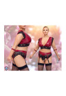 Ponętny zestaw bielizny w kolorze czerwonym z koronką - Plus Size