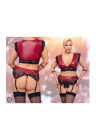 Ponętny zestaw bielizny w kolorze czerwonym z koronką - Plus Size