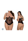 Luksusowe, odważne body z otwartym krokiem i odsłoniętym biustem - Plus Size