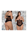 Luksusowe, odważne body z otwartym krokiem i odsłoniętym biustem - Plus Size