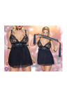 Zniewalający zestaw bielizny bondage z delikatnej, rozciągliwej siateczki - Plus Size