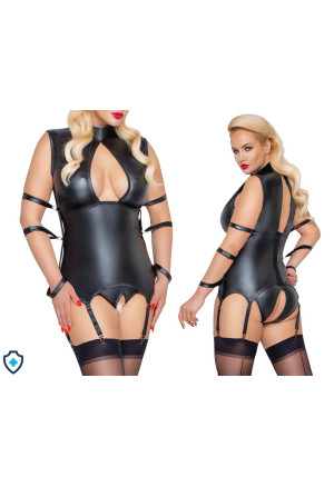 Spektakularny komplet bondage z matowego materiału - Plus Size