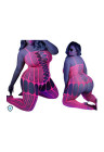 Hipnotyzujący, świecący w świetle UV bodystocking w neonowym różu - Plus Size