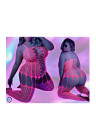 Hipnotyzujący, świecący w świetle UV bodystocking w neonowym różu - Plus Size