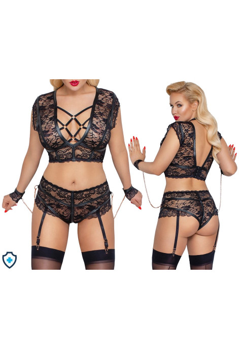 Nieziemski komplet bielizny z kuszącej koronki - Plus Size