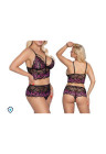 Niesamowity komplet z pięknej koronki w kwiaty - Plus Size