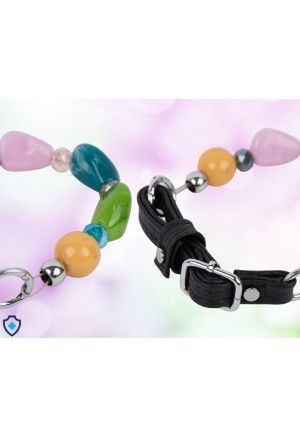 Uroczy choker z kolorowych kamieni i paskiem z naturalnej skóry