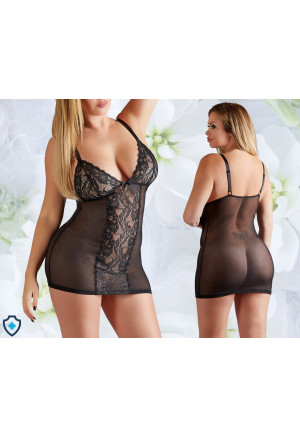 Warta grzechu, prześwitująca koszulka z wykończeniem z koronki - Plus Size