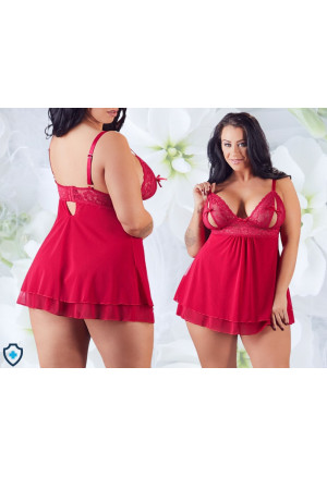 Gorąca do czerwoności koszulka z siateczki - Plus Size