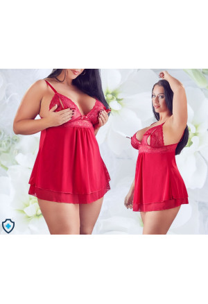 Gorąca do czerwoności koszulka z siateczki - Plus Size