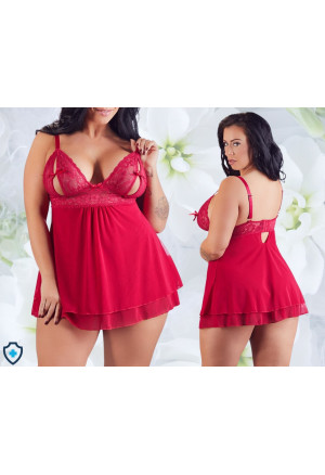 Gorąca do czerwoności koszulka z siateczki - Plus Size
