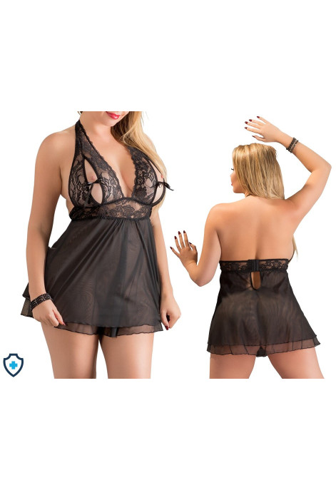 Powabna koszulka z siateczki z małymi kokardkami - Plus Size Powabna koszulka z siateczki z małymi kokardkami - Plus Size