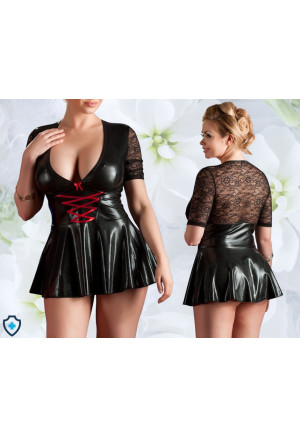 Seksowna, rozkloszowana sukienka z gorsetowym wiązaniem - Plus Size