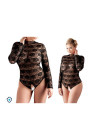 Wyjątkowe body z kwiecistej koronki oraz otwartym krokiem - Plus Size