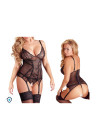 Gorący, prześwitujący gorset z zapięciem do pończoch - Plus Size