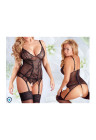 Gorący, prześwitujący gorset z zapięciem do pończoch - Plus Size