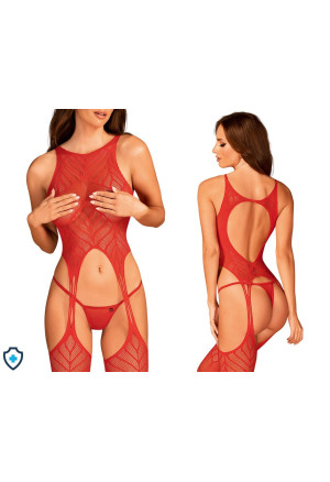 Ognisty bodystocking w geometryczny wzór