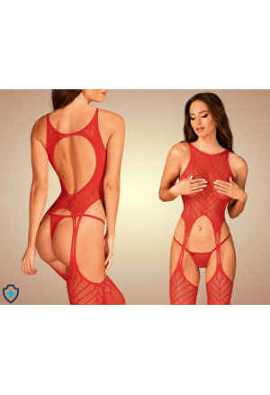 Ognisty bodystocking w geometryczny wzór